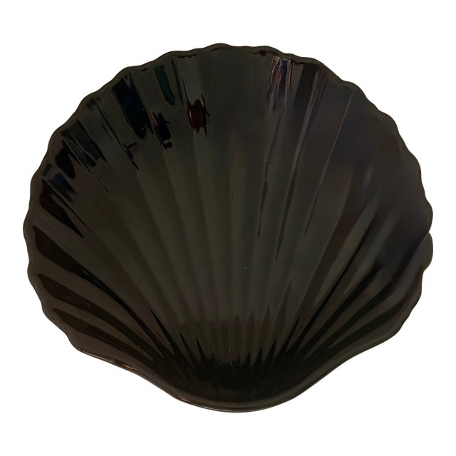 Black Ceramic Clam Shell Dish by Studio Nova For Sale