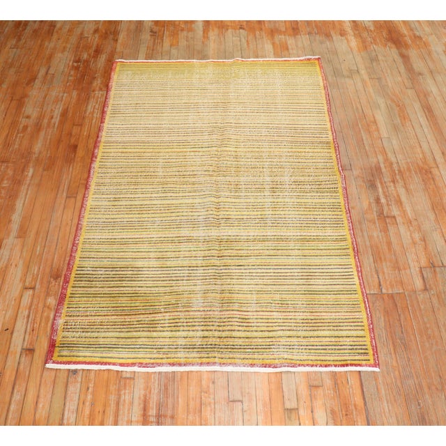 Mid-Century Modern Striped Vintage Turkish Deco Rug For Sale - Image 3 of 11