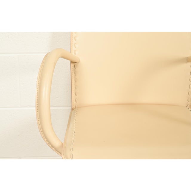 Mario Bellini Style Italian Modern Cream Leather Wrapped High Back Dining Chairs, Set of Six For Sale - Image 9 of 14