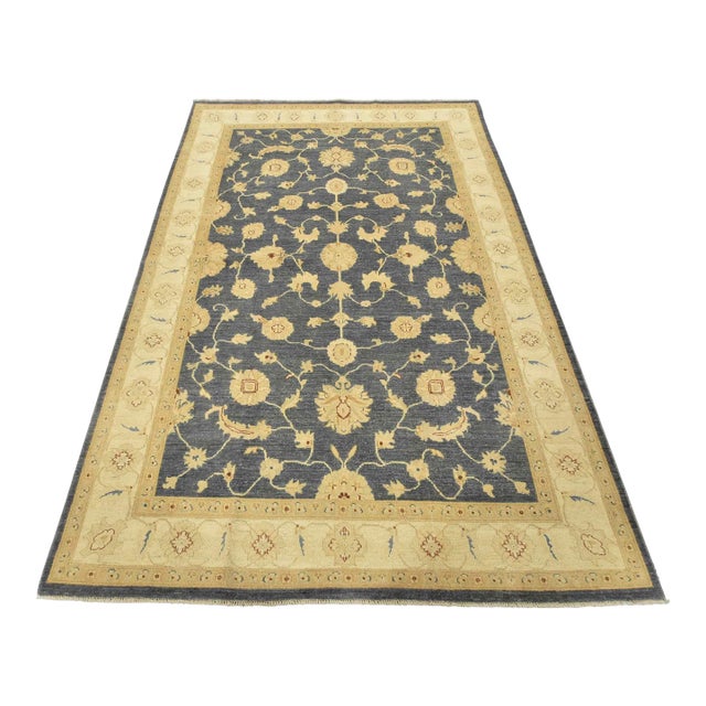 Ziegler Rug 5’10” X 8’9” Blue Wool Traditional Hand-Knotted Oriental Carpet For Sale
