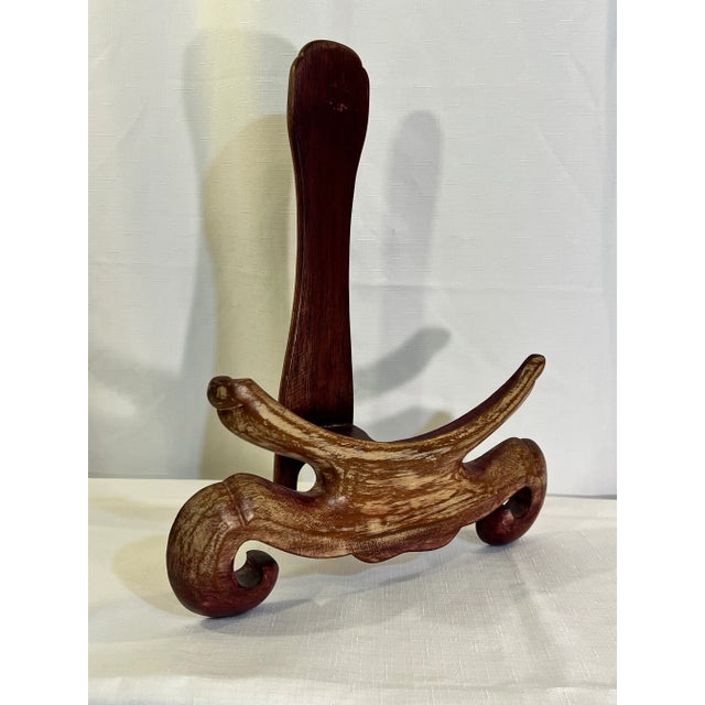 Vintage Chinese Carved Table Top Easel for Plate / Charger For Sale - Image 10 of 10