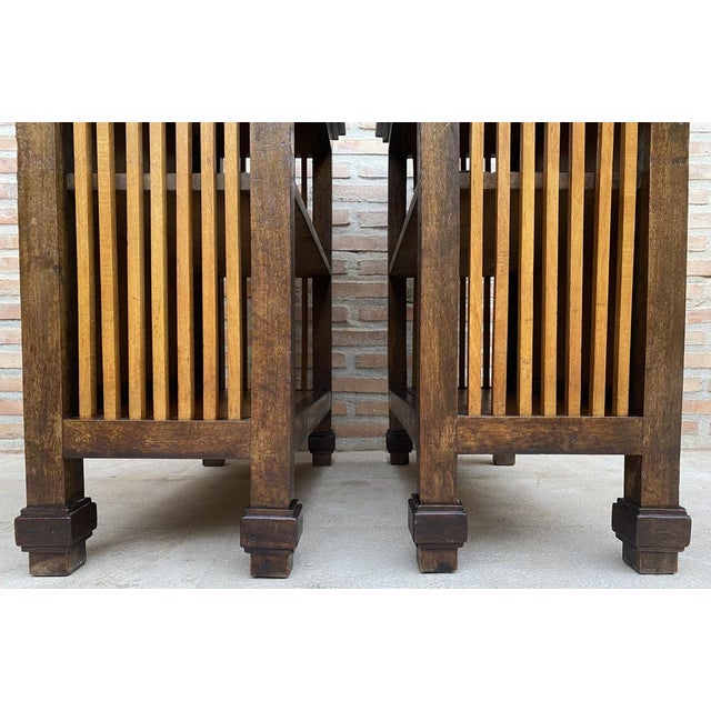 Brown Large French Nightstands in Walnut, 1940, Set of 2 For Sale - Image 8 of 18