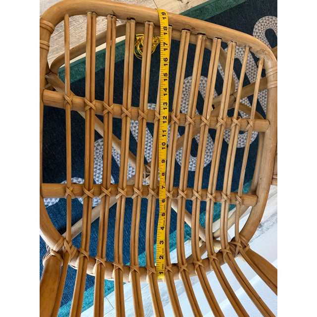 Late 20th Century Late 20th Century Pair of Rattan Fan Back Lounge Chairs For Sale - Image 5 of 5