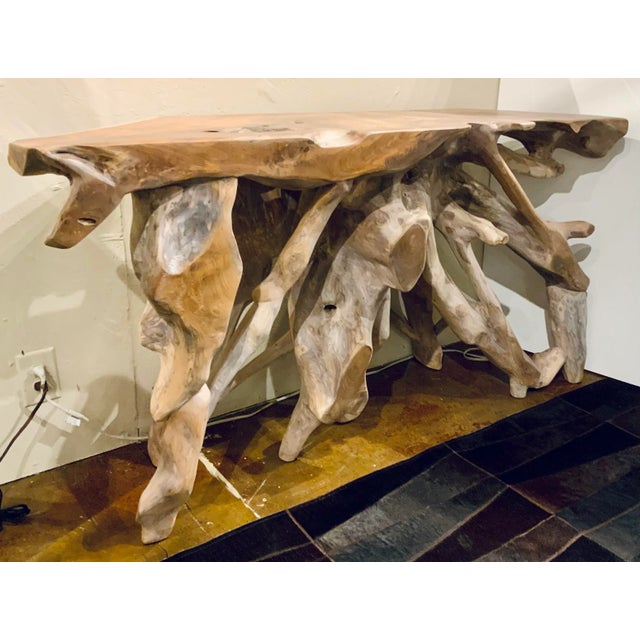 Contemporary Organic Modern Natural Root Console Table For Sale - Image 3 of 6