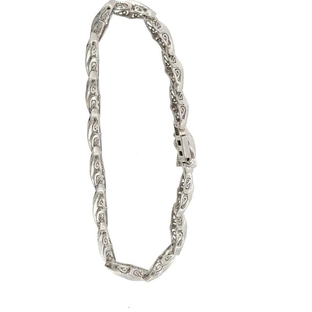 Contemporary Silver 925 Diamond Baguette Tennis Bracelet For Sale - Image 3 of 5