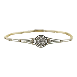 1910s Art Deco 18k Gold Platinum Topped Diamond Bracelet
