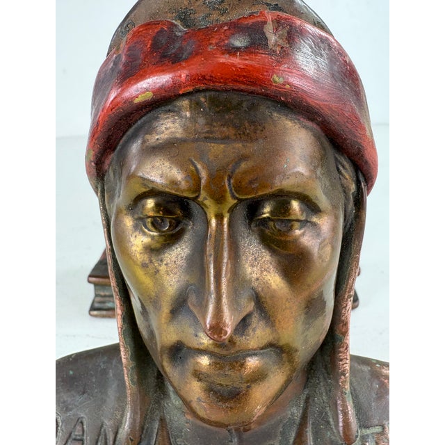 Early 20th Century Dantes Bronze Bust Book Ends. For Sale - Image 11 of 12