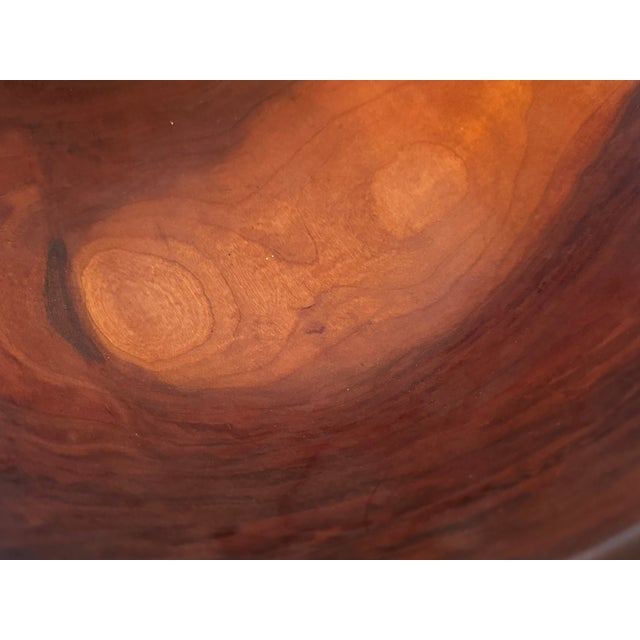 Modern Hand-Turned Cherry Wood Bowl Signed by O. Lufton For Sale - Image 11 of 15
