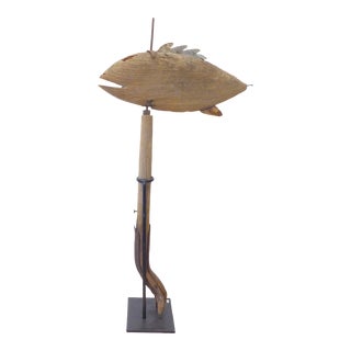 19th Century Primitive Wooden Fish Weather Vane For Sale