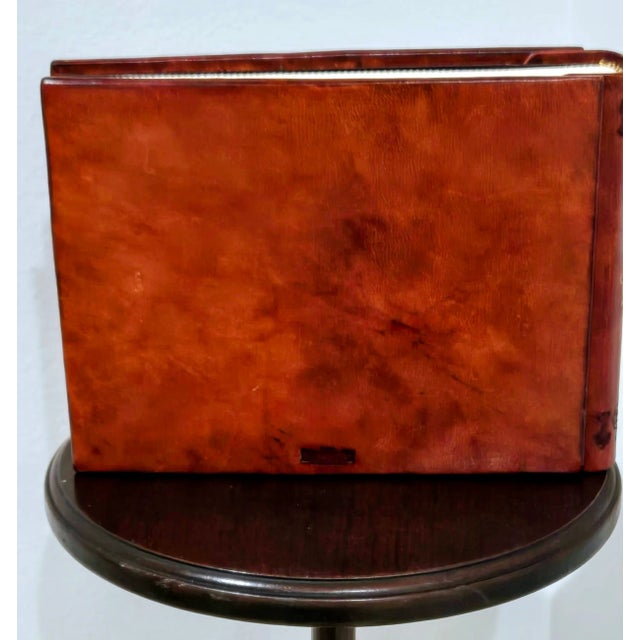 Brown Italian Leather Photo Album With Cherub Carvings – Museum Company For Sale - Image 8 of 9