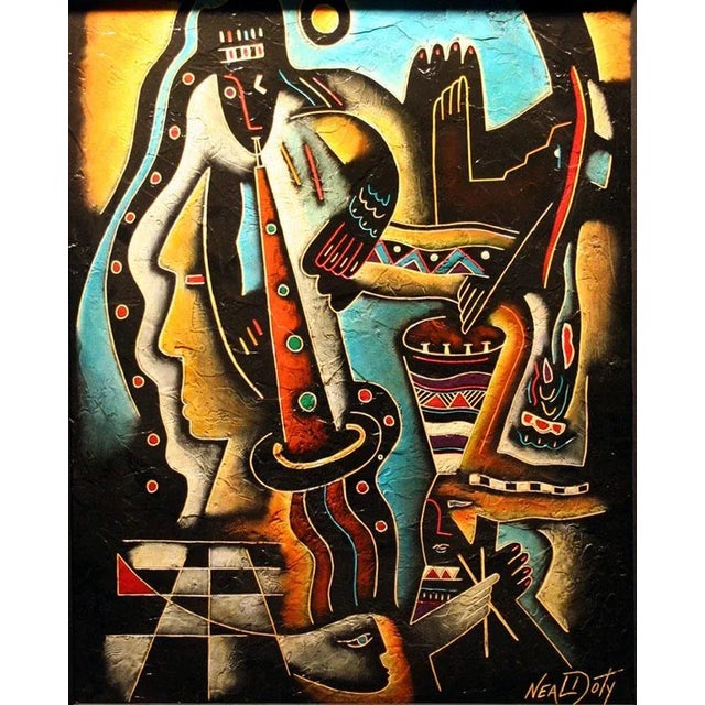 Impressionist 1990s "Play Scape" Neal Doty Original Abstract Figurative Oil Painting, Framed For Sale - Image 3 of 4