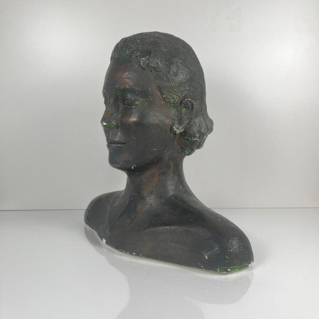 Neoclassical Style Plaster Bust of a Woman by M. Mongey, 20th Century For Sale - Image 12 of 17