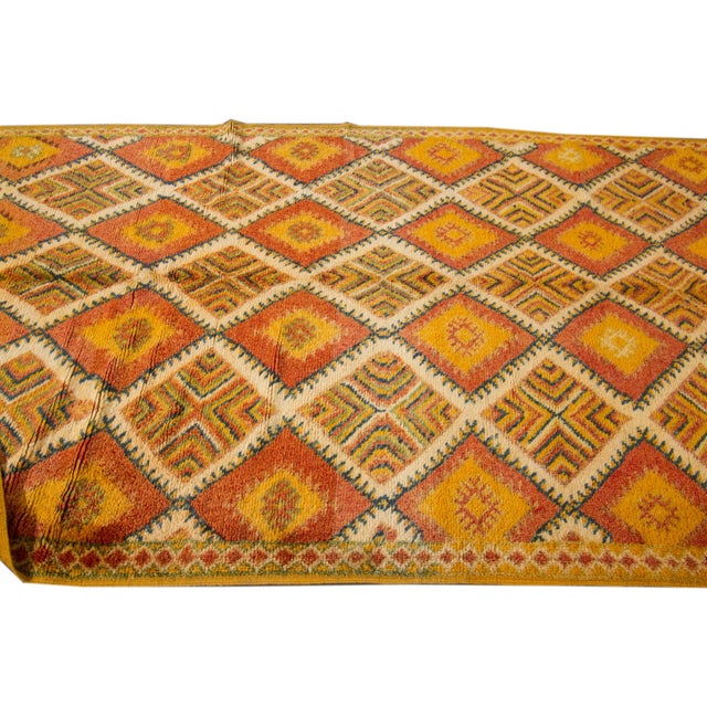 Mid-20th Century Vintage Orange Moroccan Tribal Wool Rug For Sale In New York - Image 6 of 13