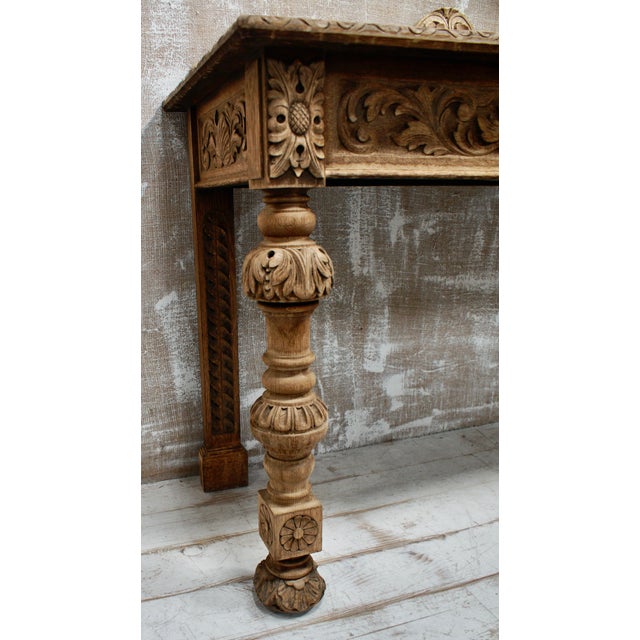 Late 19th Century Antique Oak Hall Table, 1880 For Sale - Image 5 of 12