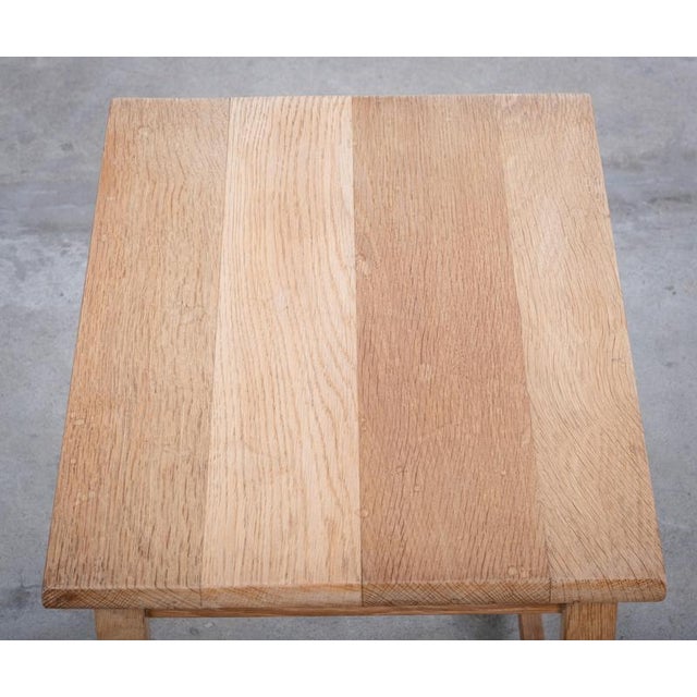 Brutalist Danish Oak Side Table attributed to Henning Kjærnulf, 1970s For Sale - Image 6 of 7