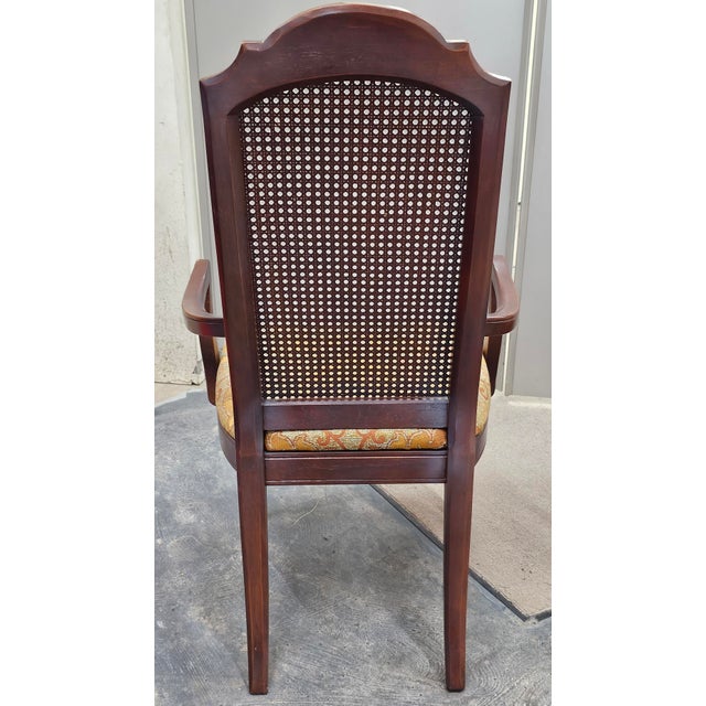 Chocolate Mid 20th Century Refinished Walnut and Cane Back Dining Chairs- Set of 6 For Sale - Image 8 of 15