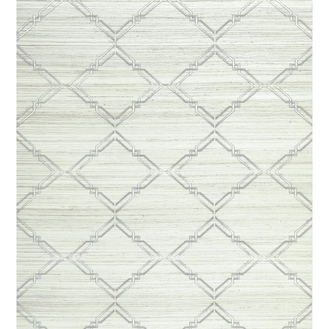Contemporary The House of Scalamandré Monroe Embroidered Grasscloth Wallcovering, Glacier For Sale - Image 3 of 3