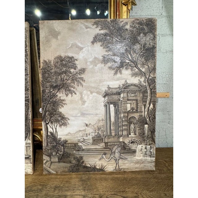 Pair of 19th Century Italian Black and White Oil Painting For Sale In Dallas - Image 6 of 7