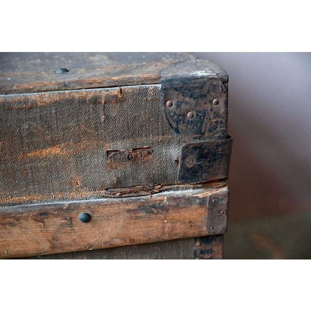 Large Antique Bohemian Wooden and Canvas Travel Trunk, 1920s For Sale - Image 11 of 18