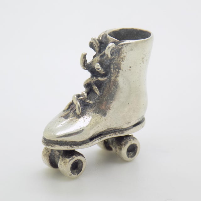 Italian Vintage Italian Handmade Genuine Silver Rare Roller Skate Dollhouse Miniature Figurine For Sale - Image 3 of 9