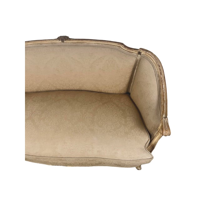 Vintage Louis XV Revival Carved Giltwood Upholstered Settee For Sale - Image 17 of 18