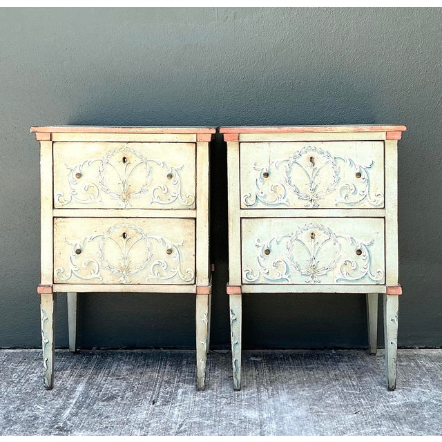 Vintage Italian Regency Hand Painted Nighstands - Set of 2 For Sale - Image 4 of 12