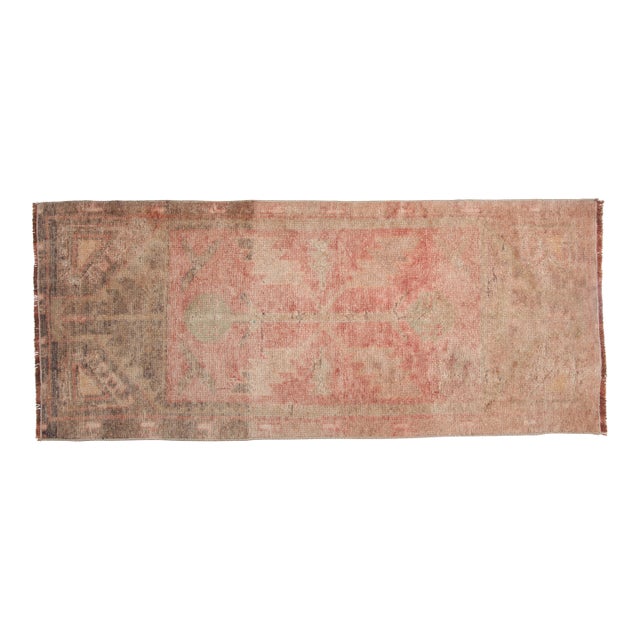 Vintage Anatolian Doormat Rug With Faded All Over Design Colors - 17'' X 40'' For Sale