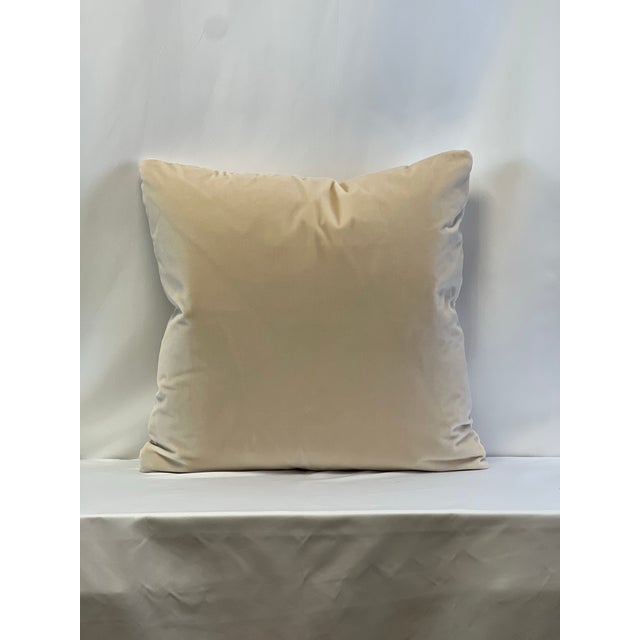 Custom-tailored 20” pillows in Italian Mariano Fortuny “Alberelli” depicting a spring bloom motif inspired by 17th Century...