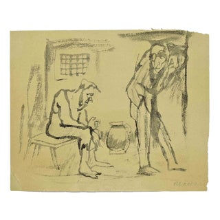 Mino Maccari, The Prisoners, 1940s, Watercolor For Sale