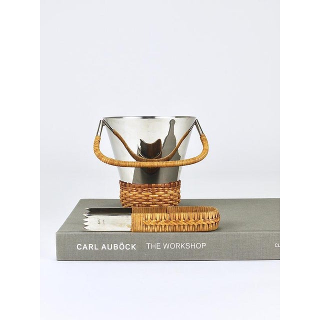 Carl Auböck Vintage Nickel-Plated Ice Bucket and Tongs by Carl Auböck, Austria, 1950s, Set of 2 For Sale - Image 4 of 16