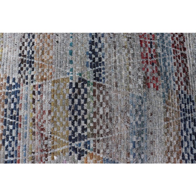 Tribal Multi Colored Diamond Afghan Modern Casual Gallery Rug Geometric Design 3'5 X 9'8 For Sale - Image 3 of 14