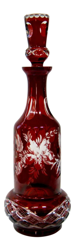 Antique Bohemian Etched & Cut Glass Decanter