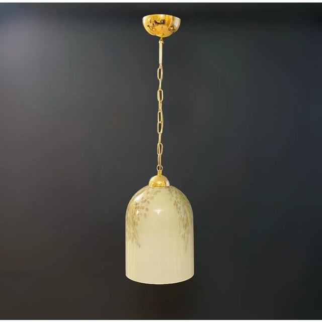 Vintage Italian pendant with bell shaped Murano glass shade, mounted on gold hardware / Made in Italy by La Murrina, circa...