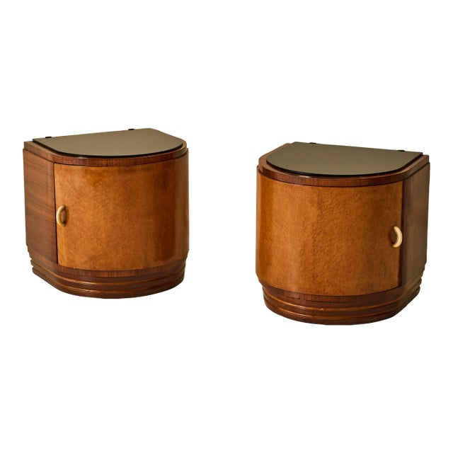 Italian Art Deco Bedside Tables, a Pair, 1940s For Sale