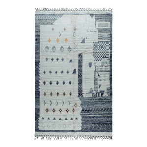 6x9 Gray Hand-Knotted Wool Diamond Field Tribal Modern Carpet Rug