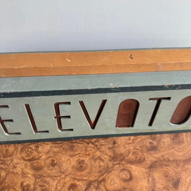 Art Deco Wooden Illuminated Elevator Sign For Sale - Image 4 of 12
