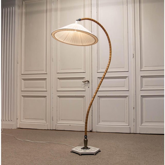 Beige Vintage Swedish Grace Arc Floor Lamp, 1940s For Sale - Image 8 of 12