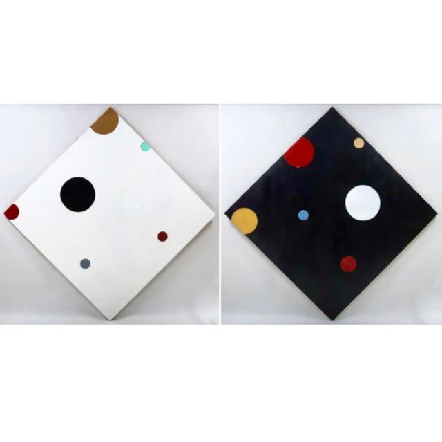 Stephen Westfall, Large Stephen Westfall Diptych Abstract Oil Painting Post Minimalist Pop Art, 1988 For Sale