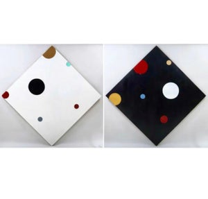 Stephen Westfall, Large Stephen Westfall Diptych Abstract Oil Painting Post Minimalist Pop Art, 1988
