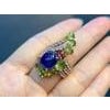 Bochic "Orient" Vintage Blue Sapphire&Multi Gem Cocktail Ring 18K Gold & Silver For Sale - Image 9 of 18