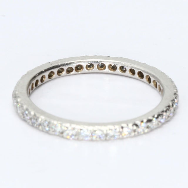 Slim White Gold Eternity Band Ring With Round White Diamonds, Size 6.25 For Sale In Phoenix - Image 6 of 6