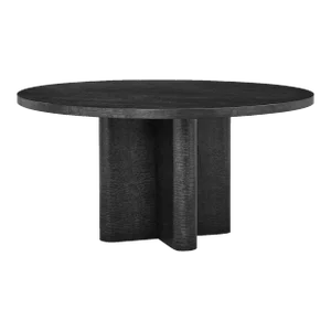 Mid Century Black Burl Round Dining Table