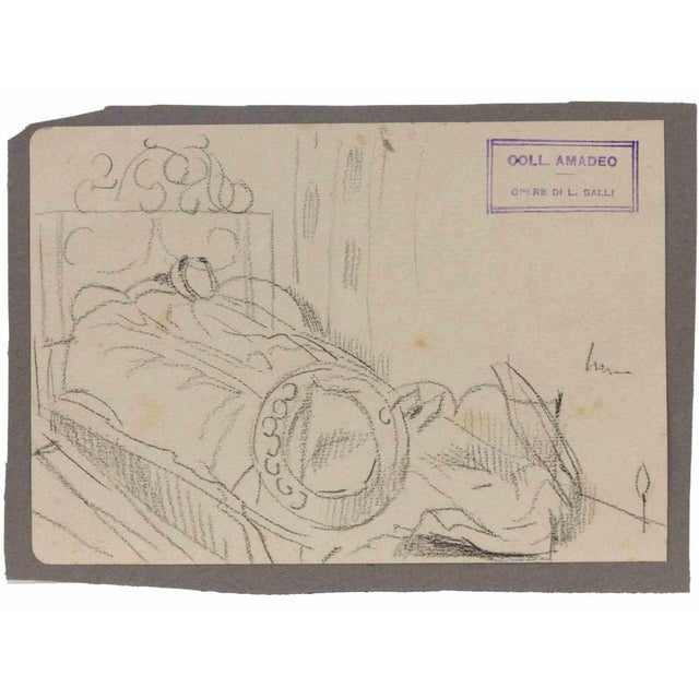 The Bedroom is an original artwork realized by Luigi Galli in the late 19th Century. Pencil drawing on paper. The artwork...