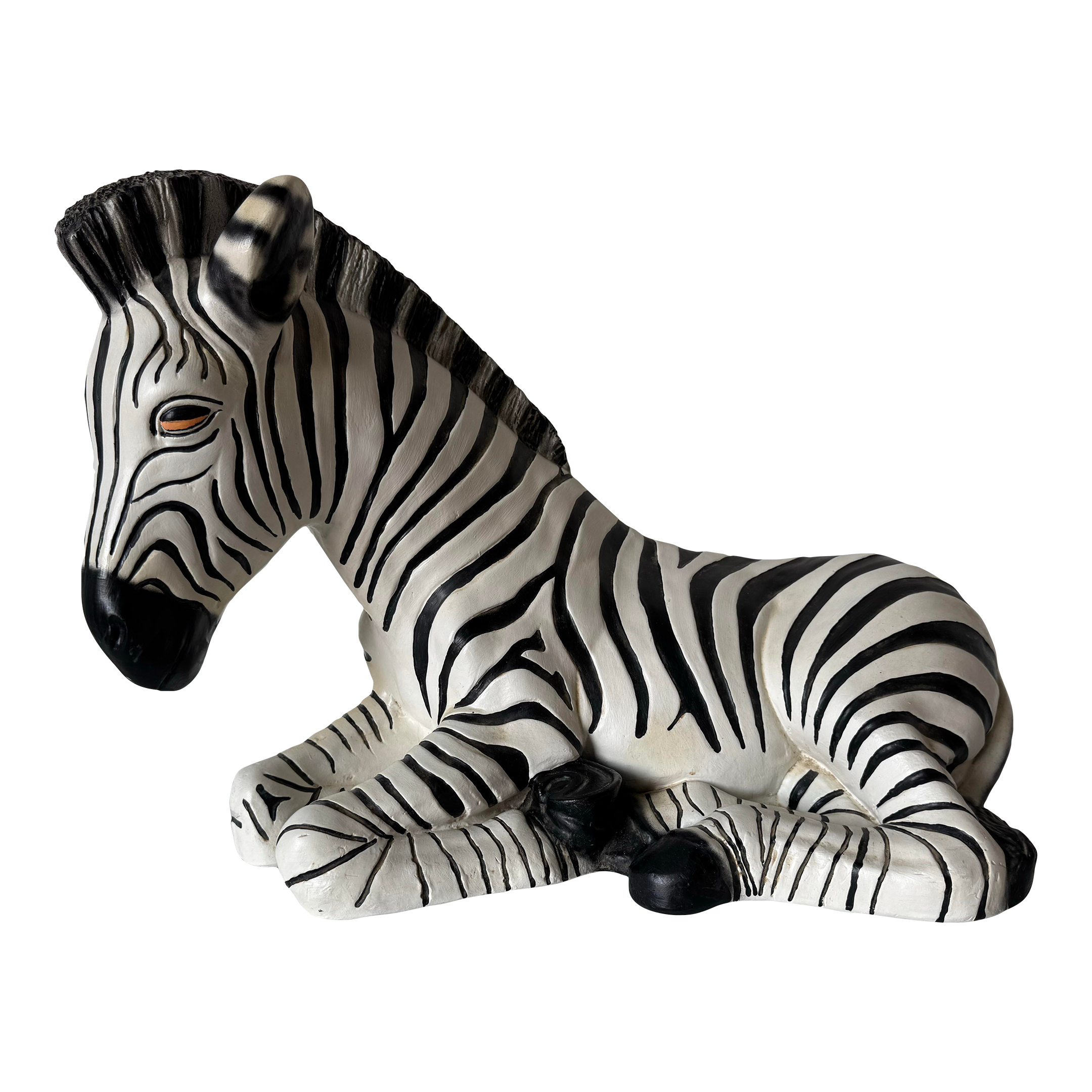Large 1980's Vintage Ceramic Zebra Sculpture | Chairish