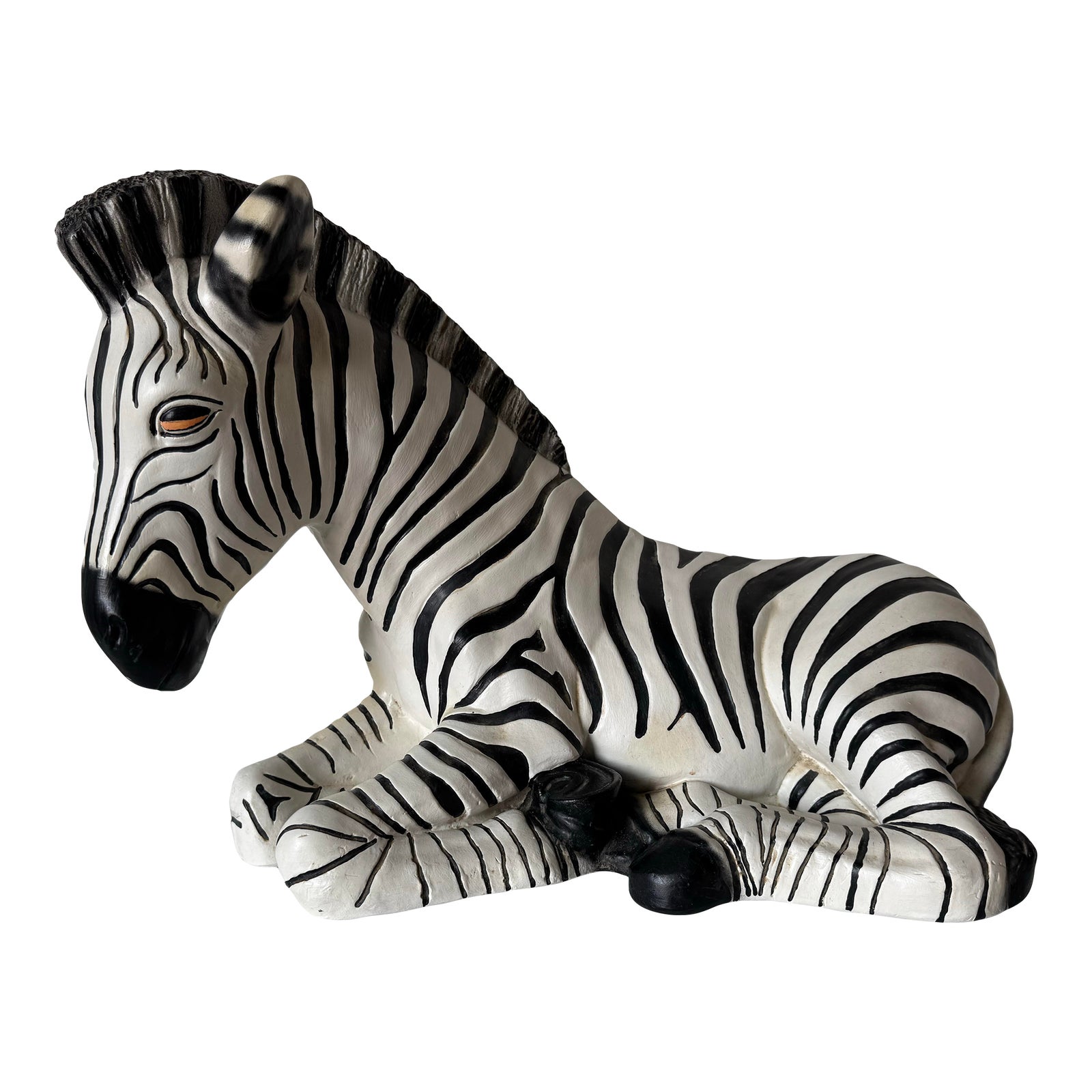 Large 1980's Vintage Ceramic Zebra Sculpture | Chairish