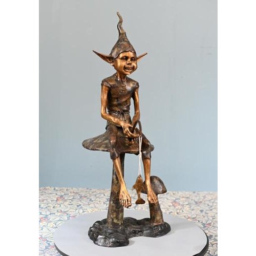 Fishing Pixie in Bronze For Sale - Image 6 of 11