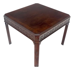 Chinese Chippendale Style Banded Mahogany 28x28" Square Side End Table