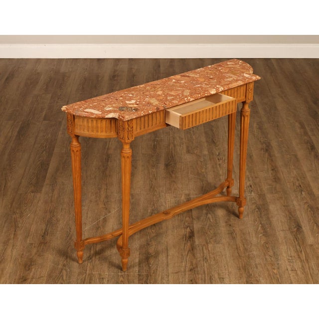 French Louis XVI Style Marble Top Narrow Console For Sale - Image 4 of 18