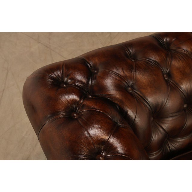 Chesterfield Style Tufted Brown Leather Sofa For Sale - Image 11 of 18
