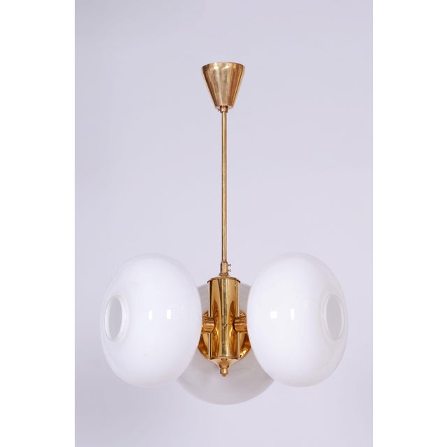Mid-Century Modern Mid-Century Chandelier in Brass and Glass by Kamenický Šenov, Czech, 1960s For Sale - Image 3 of 12